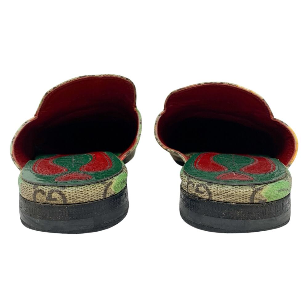 Gucci Princetown Horsebit Tian Print GG Monogram Logo Flats Slip On Mules EU 37 - Picture 6 of 10
